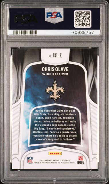 2022 PANINI ABSOLUTE INTRODUCTIONS #INT8 CHRIS OLAVE INTRDCTNS-GREEN SPCTR. PSA 9