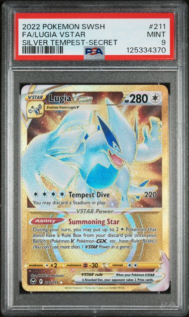 2022 POKEMON SWORD & SHIELD SILVER TEMPEST #211 FA/LUGIA VSTAR SILVER TEMPEST-SECRET PSA 9