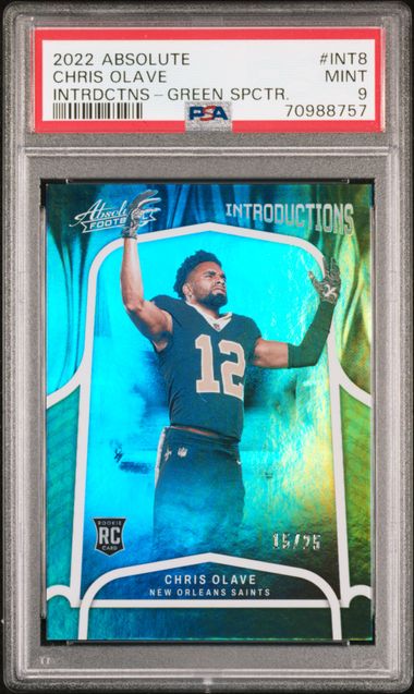 2022 PANINI ABSOLUTE INTRODUCTIONS #INT8 CHRIS OLAVE INTRDCTNS-GREEN SPCTR. PSA 9