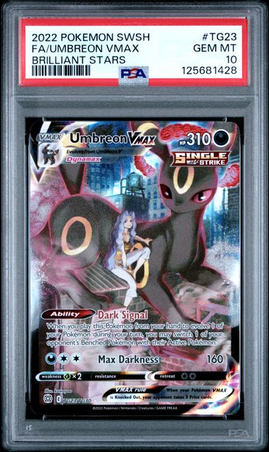 2022 POKEMON SWORD & SHIELD BRILLIANT STARS TG23 FULL ART/UMBREON VMAX PSA 10