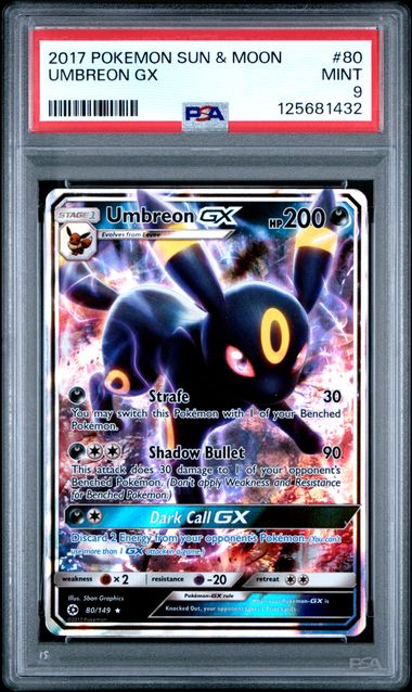 2017 POKEMON SUN & MOON 80 UMBREON GX PSA 9