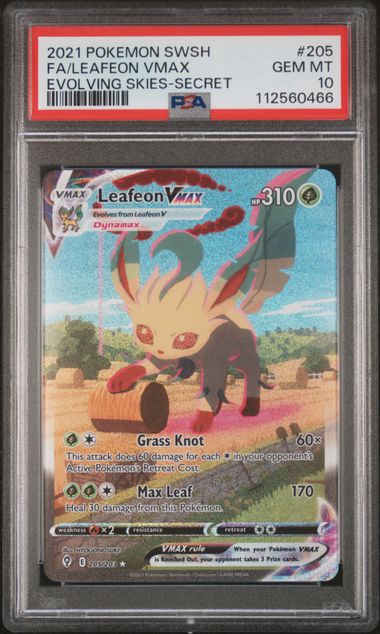 2021 POKEMON SWORD & SHIELD EVOLVING SKIES #205 FA/LEAFEON VMAX EVOLVING SKIES-SECRET PSA 10