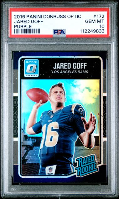 2016 PANINI DONRUSS OPTIC #172 JARED GOFF PURPLE PSA 10