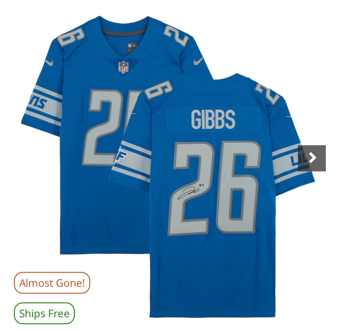 Fanatics Jahmyr Gibbs Detroit Lions Autographed Blue Nike Limited Jersey - SIZE LARGE