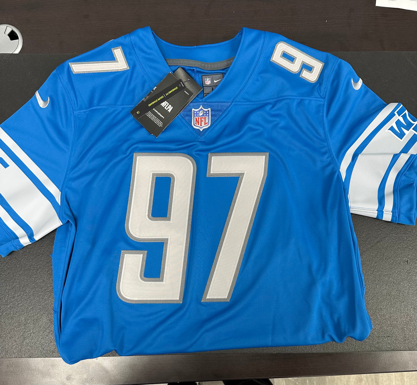 Fanatics Aidan Hutchinson Detroit Lions Autographed Blue Nike Limited Jersey - SIZE LARGE