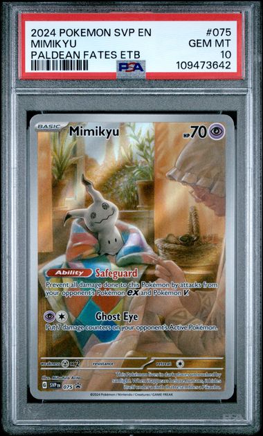 2024 POKEMON SVP EN-SV BLACK STAR PROMO #075 MIMIKYU PALDEAN FATES ETB PSA 10