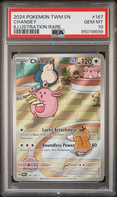 2024 POKEMON TWM EN-TWILIGHT MASQUERADE #187 CHANSEY ILLUSTRATION RARE PSA 10