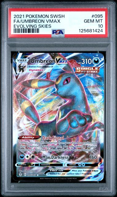 2021 POKEMON SWORD & SHIELD EVOLVING SKIES 095 FULL ART/UMBREON VMAX PSA 10