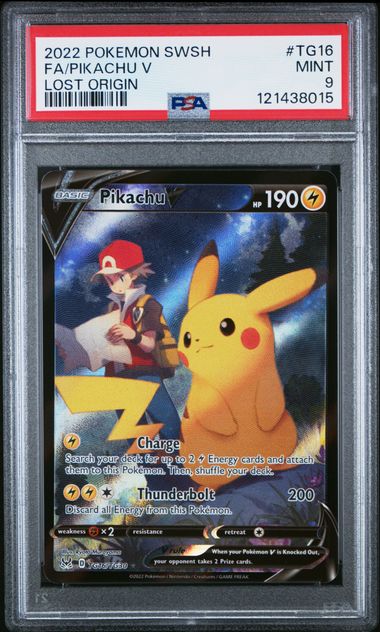 2022 POKEMON SWORD & SHIELD LOST ORIGIN TG16 FULL ART/PIKACHU V PSA 9