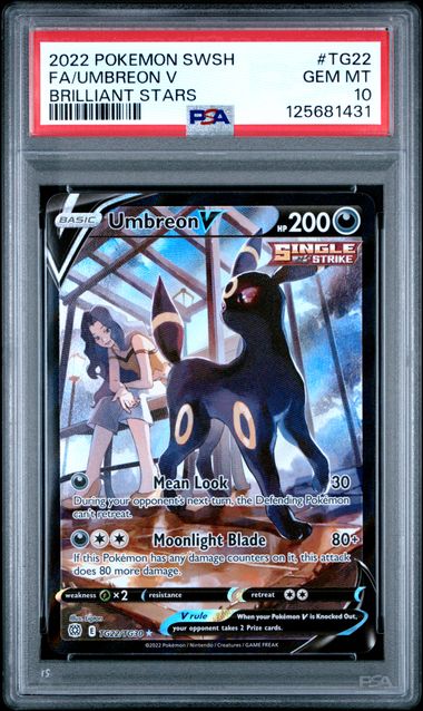 2022 POKEMON SWORD & SHIELD BRILLIANT STARS TG22 FULL ART/UMBREON V PSA 10