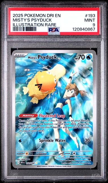 2025 POKEMON DRI EN-DESTINED RIVALS #193 MISTY'S PSYDUCK ILLUSTRATION RARE PSA 9
